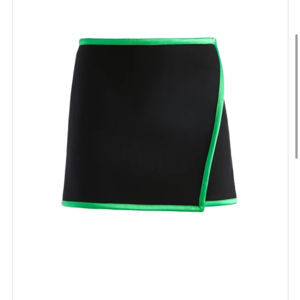Lilia Piped Crossover Skirt - Black / Garden Green NWT